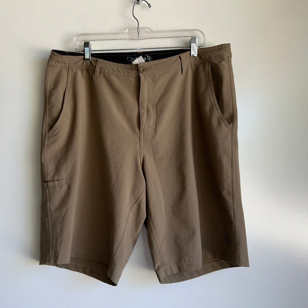 DAHUI Hybrid Dark Khaki Flat Front Shorts Men's Size 38